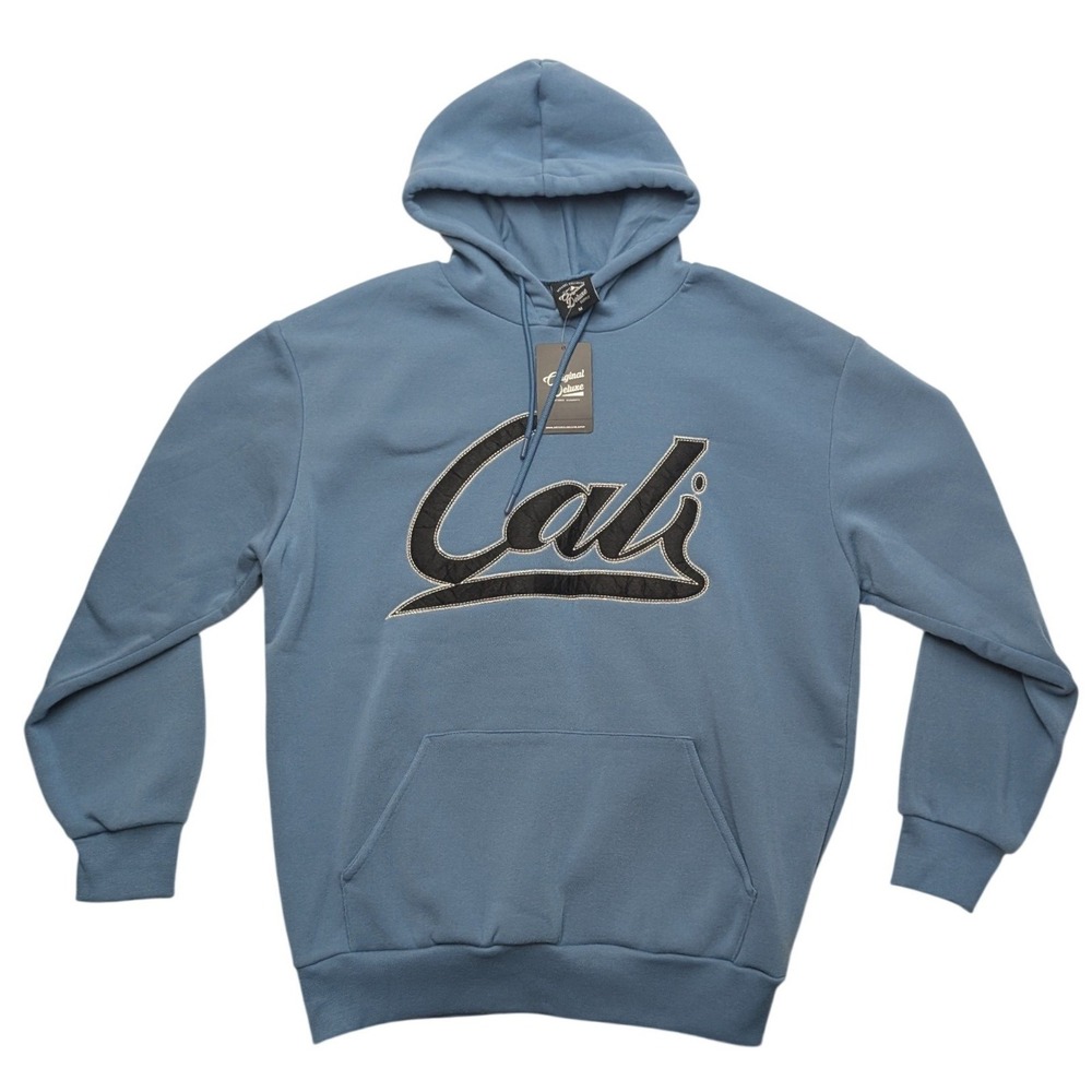 NWT Original Deluxe Cali Hoodie Men Medium Blue Graphic Pullover Applique